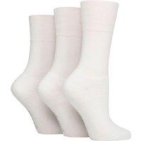 SOCKSHOP Gentle Grip Women's 3 Pair Cotton Cushioned Foot Sports Socks in White | Size: 4-8