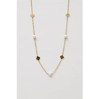 Jon Richard Women's Gold Plated Waterproof Pearl & Floral Station Necklace