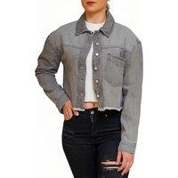 SweetLook Women's Cropped Denim Jacket - Stylish Denim Jackets in Grey | Size: 2XL