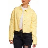 SweetLook Women's Cropped Denim Jacket - Stylish Denim Jackets in Yellow | Size: XS