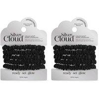 Silver Cloud Women's Silver Ion Infused Satin Hair Scrunchies Black 5 Pack - Twin Pack