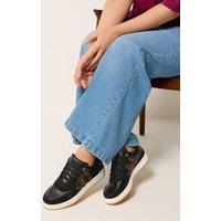 Yours Women's Padded Lace Up Trainers In Wide E Fit in Black | Size: 8E
