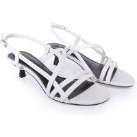Off the Hook Women's Sammi Leather Strappy Kitten Heel Sandals in White | Size: 3
