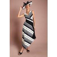 Coast Women's Lisa Tan Stripe Asymmetric Hem Wrap Dress in Mono | Size: 10