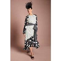 Coast Women's Lisa Tan Mixed Spot Print Wrap Maxi Dress in Mono | Size: 10