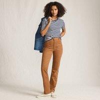 Lands' End Women's Petite Rail Cord Straight Leg Trousers, High Waisted in Light Brown | Size: 10