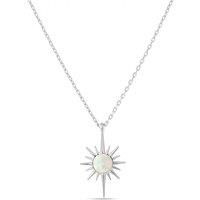 Spero London Women's White Opal Northernstar Sterling Silver Pendant Necklace
