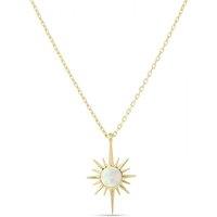Spero London Women's White Opal Northernstar Sterling Silver Pendant Necklace in Gold