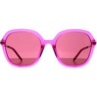 Benetton Women's Round Milky Pink Red BE7039 in Bright Pink