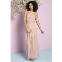 Roman Women's Bead Embellished Chiffon Maxi Dress in Light Pink | Size: 12