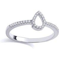 Jewelco London Women's 925 Sterling Silver CZ Halo Raindrop Eternity Ring | Size: N