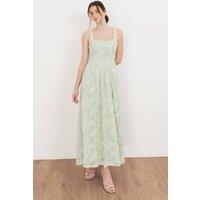 Maya Deluxe Women's Floral Lace Drop Waist Midaxi Dress in Mint | Size: 8