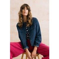 Lily & Me Women's Grasslands Chic Beautifully Soft Linen Blend Jacket in Blue | Size: 18