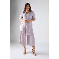 Shnoo Women's Wide-Leg Cropped Jumpsuit in Light Grey | Size: 18