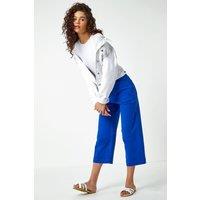 Roman Women's Wide Leg Stretch Denim Cropped Culottes in Royal | Size: 20