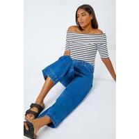 Roman Women's Wide Leg Stretch Denim Cropped Culottes in Mid Blue | Size: 20