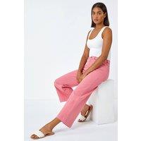 Roman Women's Wide Leg Stretch Denim Cropped Culottes in Pink | Size: 18