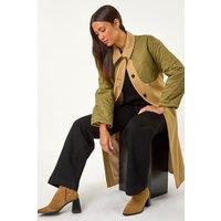 Roman Women's Contrast Quilted Collar Smart Coat in Tan | Size: 12