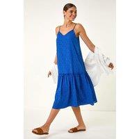 Roman Women's Broderie Frill Tiered Midi Dress in Navy | Size: 20