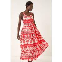Roman Women's Shell Print Strap Maxi Dress in Red | Size: 20