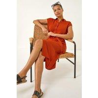 Roman Women's Utility Buttoned Shirt Dress in Orange | Size: 18