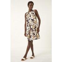 Roman Women's Floral Print A-Line Dress in Ivory | Size: 12