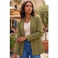 Roman Women's Tailored Collar & Revere Blazer in Olive | Size: 18