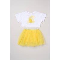 Miss Girl's Lemonade Applique Short Sleeve T-Shirt & Tutu Skirt Outfit Set in Yellow | Size: 3 Years