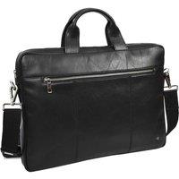 House of Leather Men's Real Leather Briefcase Slimline Bag Vernon Black
