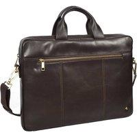 House of Leather Men's Real Leather Briefcase Slimline Bag Vernon Black in Brown