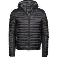 TEE JAYS Men's Crossover Hooded Padded Outdoor Jacket in Jet Black | Size: Large