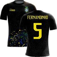 Brazil Men's 2025‑2026 Third Concept Football Shirt Fernandinho in Black | Size: Small