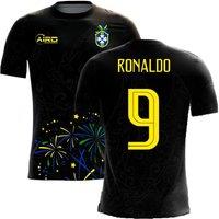 Brazil Men's 2025‑2026 Third Concept Football Shirt - Ronaldo 9 in Black | Size: 4XL