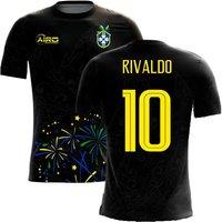 Brazil Men's 2025 2026 Third Concept Football Shirt - Rivaldo 10 in Black | Size: Small