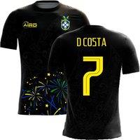 Brazil Men's 2025 - 2026 Third Concept Football Shirt - D Costa 7 in Black | Size: 4XL