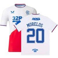 Rangers Men's 2022 2023 Away Shirt MORELOS 20 in White | Size: Medium