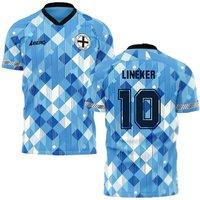 England Men's 1990 Third Concept Football Shirt - Libero - Lineker 10 in Light Blue | Size: Large
