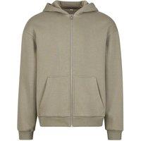 Build Your Brand Men's Fluffy Full Zip Hoodie in Olive | Size: 2XL