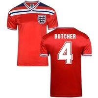 England Men's Mens Score Draw World Cup 1982 Away Shirt - Butcher 4 in Red | Size: Small