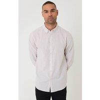 threadbare Men's Stripe Linen Cotton Blend Long Sleeve Shirt in Stone | Size: Large