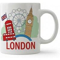 Dyzi London Bus Quote Ceramic Coffee Mug White Travel Design