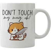 Dyzi Don't Touch My Mug OK Quote Ceramic Coffee Mug White Funny Design
