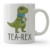 Dyzi Tea-Rex Quote Ceramic Coffee Mug White Dinosaur Fun Design