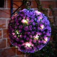 MANTRARAJ 28CM Solar Powered Topiary Ball 20 LED Flower Lights Garden Decoration in Purple