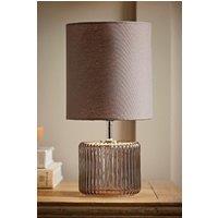 ValueLights Betty Glass Table Lamp with Fabric Lamp Shade in Grey