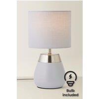 ValueLights Hurst Bulbous Touch Table Lamp with matching Drum Lamp Shade in Grey