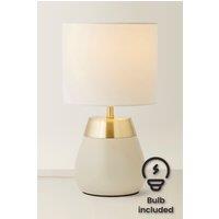 ValueLights Hurst Bulbous Touch Table Lamp with matching Drum Lamp Shade in Cream
