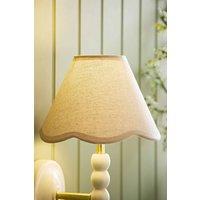 ValueLights Florie Natural Linen Tapered Scalloped Pastel Trim Mini Lamp Shade in Cream