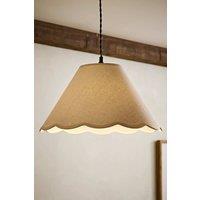 ValueLights Florie Natural Linen Large Tapered Lamp Shade with Scallop Pastel Trim in Cream