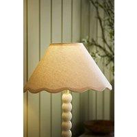 ValueLights Florie Natural Linen Small Tapered Lamp Shade with Scallop Pastel Trim in Cream